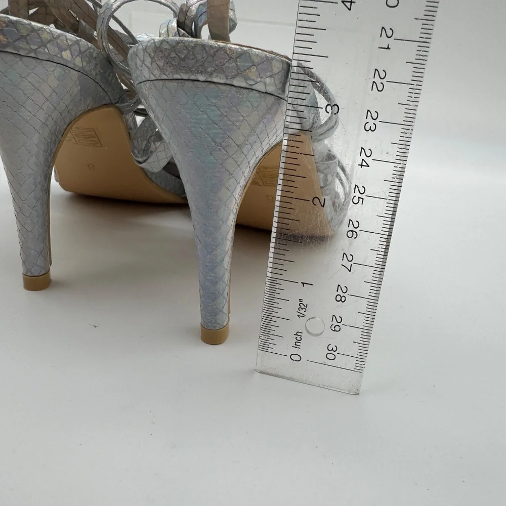 Perphy Women's Snakeskin Print Strappy Lace Up Stiletto Heel Slingback Sandals